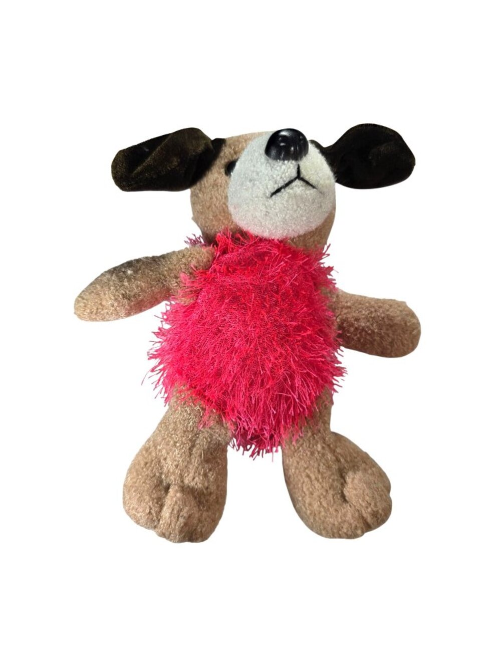 Goffa Plush Puppy Dog Stuffed Animal Toy Pink Fuzzy Body Brown Ears Ages 3+